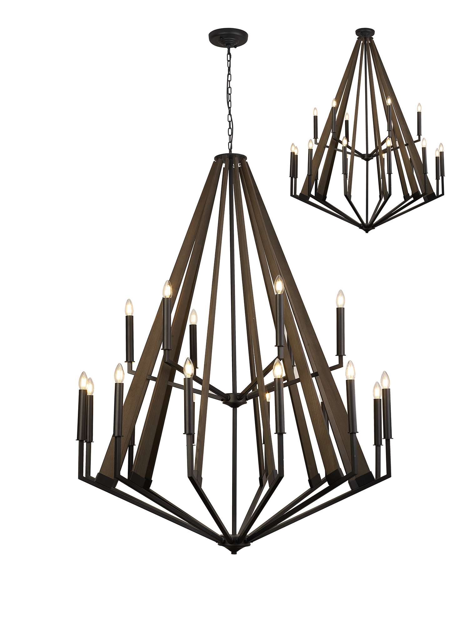 IL32685  Hilton Pendant 2 Tier 18 Light Satin Black